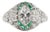 Antique Art Deco Platinum 0.97ctw Marquise Diamond Halo Emerald Engagement Ring, Size 5 For Sale