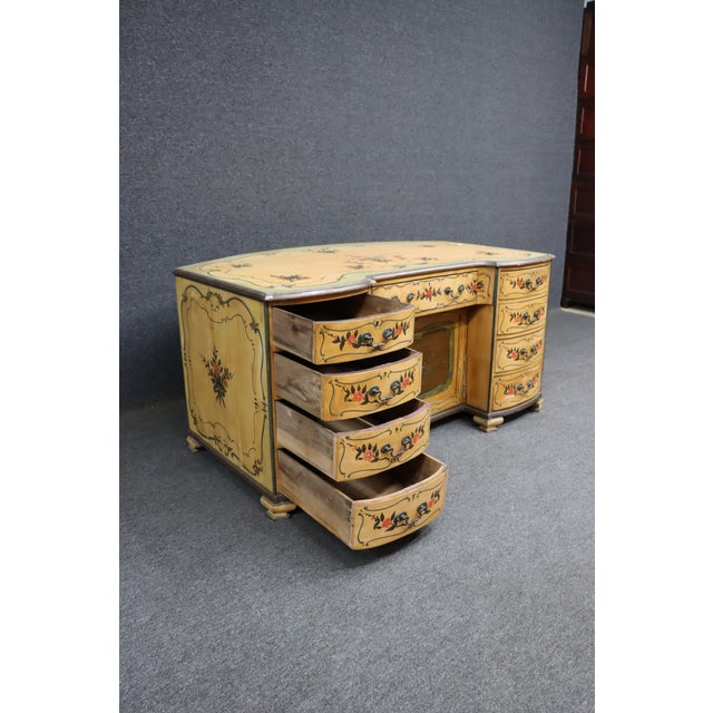 Green Venetian Style Hand-Painted Kneehole Desk For Sale - Image 8 of 18