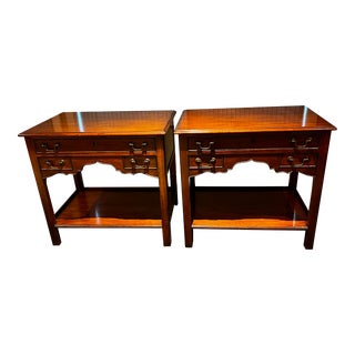 Early 20th Century Baker Furniture Milling Road Chippendale Style End Tables - a Pair For Sale