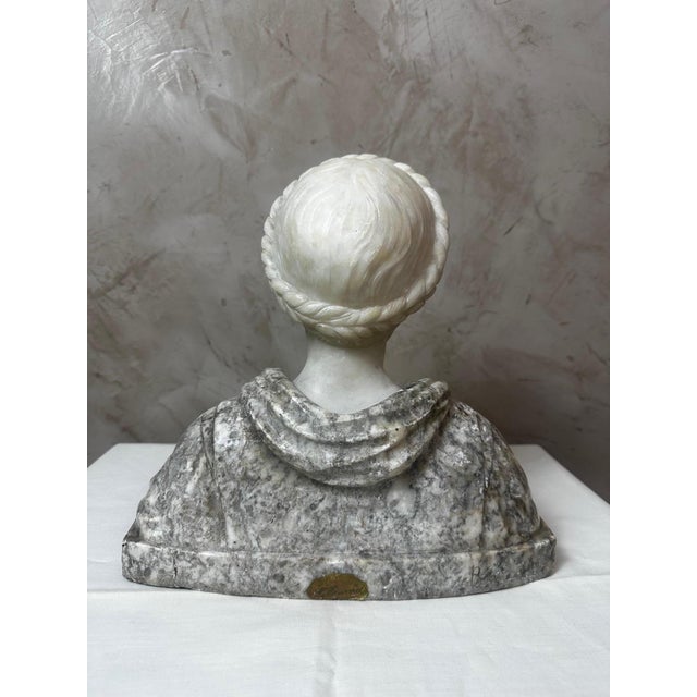 Gray Marble Bust of a Woman by Guglielmo Pugi, 1890 For Sale - Image 8 of 11