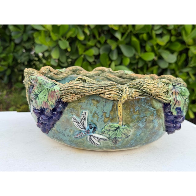 Ceramic Vintage Mexican Folk Art Dragonfly Bowl For Sale - Image 7 of 12