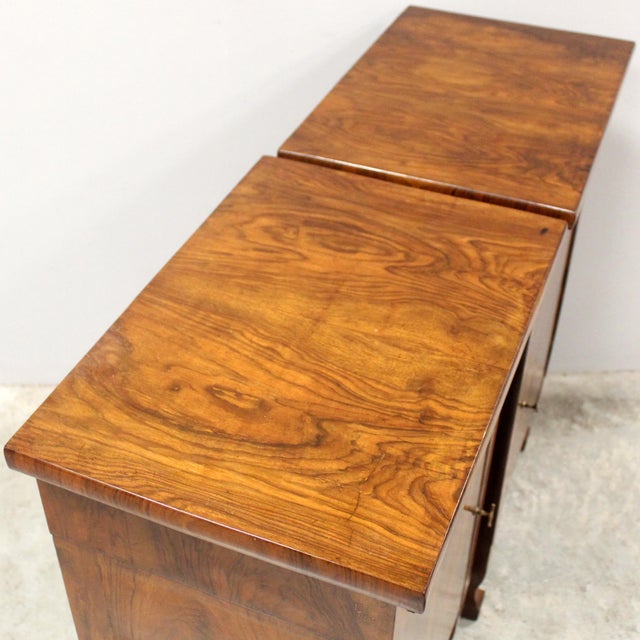Italian Empire Bedside Tables in Walnut, Set of 2 For Sale - Image 10 of 13