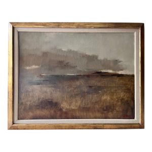 "Marsh Lands" Oil on Canvas Landscape-Custom Gilt Frame-Signed, 1980
