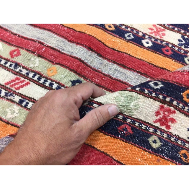 Textile Vintage Turkish Shabby Kilim Rug 215x153cm For Sale - Image 7 of 8