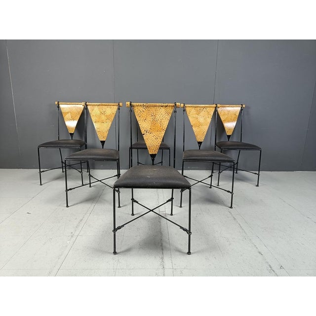 Post Modern Dining Chairs, 1970s, Set of 6, in Good conditions. Designed 1970 to 1979