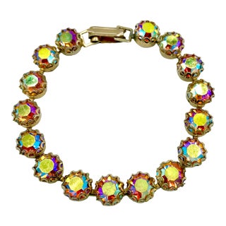 1950s Signed Weiss Aurora Borealis Bracelet For Sale
