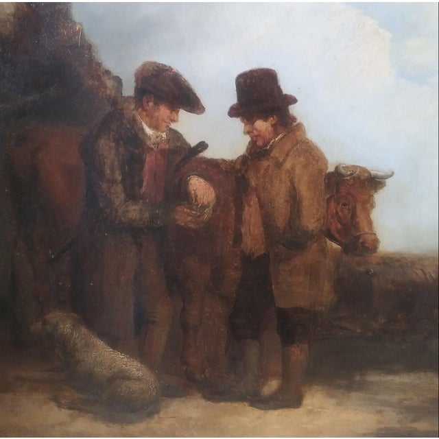 This wonderful painting has been in my family for years. A country squire and a peasant are dickering over the price of...