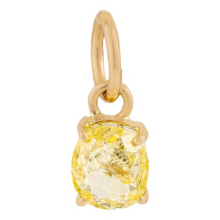 Oval Cut Yellow Diamond Solitaire Charm Pendant in 14k Yellow Gold For Sale