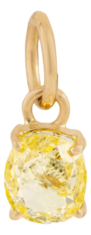 Oval Cut Yellow Diamond Solitaire Charm Pendant in 14k Yellow Gold