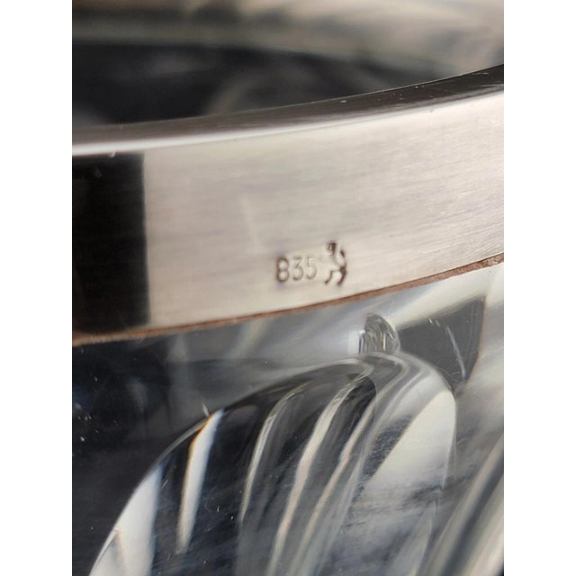 This tall 8-inch vase from the 19th century features a striking design with a cut crystal body and an 835 European silver...