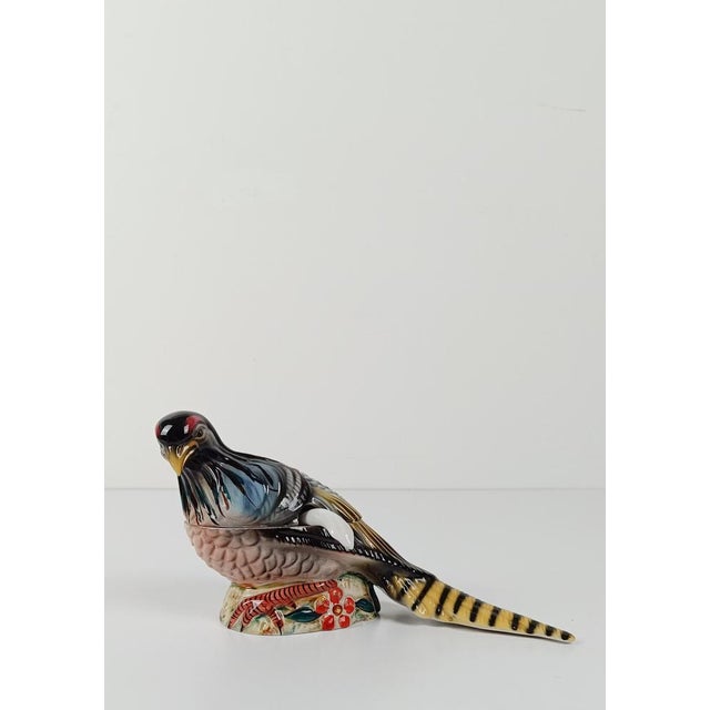 Vintage Pheasant Gravy Boat in Hand-Painted Ceramic, Italy, 1950s For Sale - Image 12 of 18