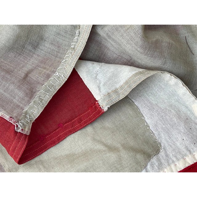 Large Antique American Flag 48 Star Wool With Sewn Stars and Stripes With Wonderful Old Repairs Rare. 12x8’ For Sale - Image 4 of 7