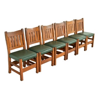 Gustav Stickley Antique Mission Oak Arts & Crafts Dining Chairs, Set of Six For Sale