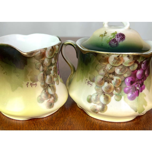 Signed A. Koch J&c Bavaria Hand-Painted Grape Porcelain Service - 5 pcs For Sale In Portland, OR - Image 6 of 12