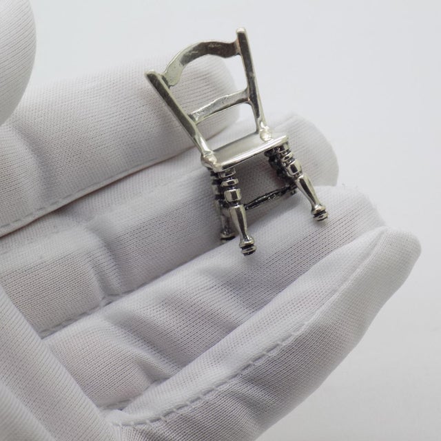 Charming vintage miniature kitchen chair, handcrafted in arezzo, tuscany during the 1980s to 1990s in genuine sterling...