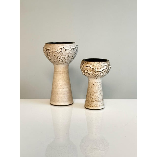 Studio Ceramic Candleholders with Textured Relief Surface by Heiner-Hans Körting, Germany, 1960s, Set of 2 For Sale - Image 12 of 13