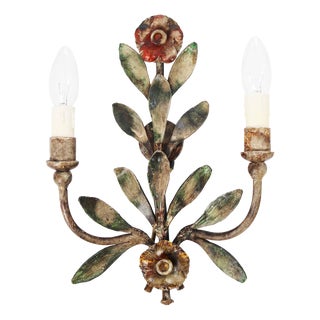 Florentine Style Hollywood Regency Floral Wall Lamp by Hans Möller, 1970s For Sale
