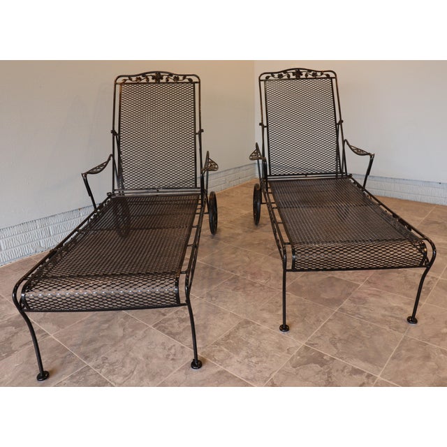 Sam Blount Company Wrought Iron Floral Chaise Loungers — Vintage Pair For Sale - Image 11 of 18