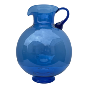 Large Hand Blown Blue Glassware for Tiara Exclusives Circa 1970s