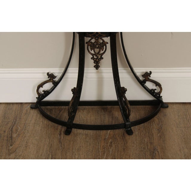 1920s Art Deco Oscar Bach Style Marble Top Wrought Iron Console & Mirror - Set of 2 For Sale - Image 12 of 12