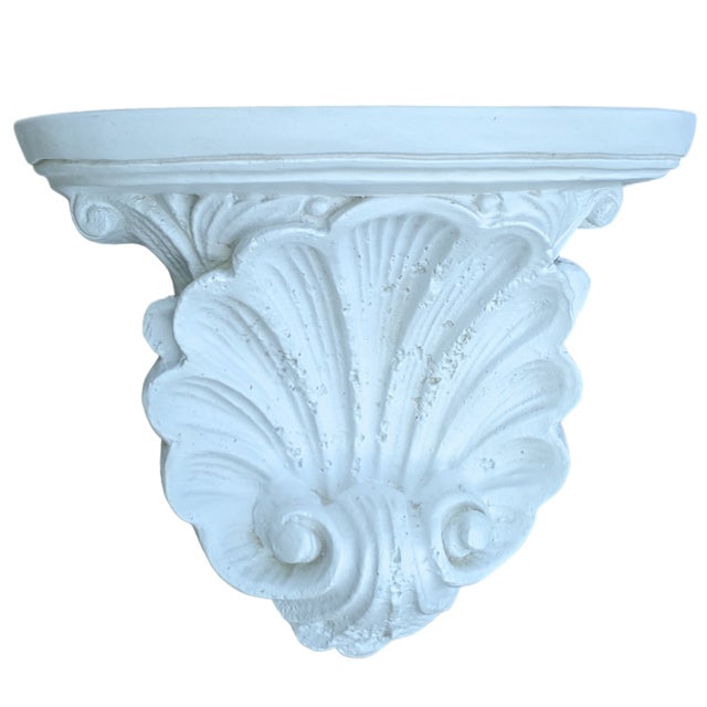 Serge Roche Vintage White Plaster French Rocaille Shell Decorative Wall Bracket For Sale - Image 4 of 9
