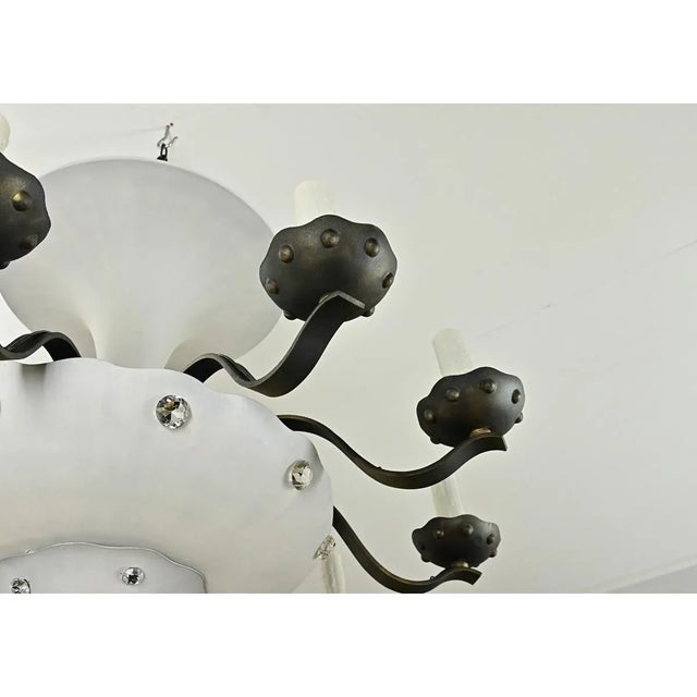 French Vintage Art Deco Style Tole Chandelier For Sale - Image 11 of 12