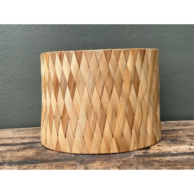 Tan Vintage Woven Rattan Lampshade For Sale - Image 8 of 12