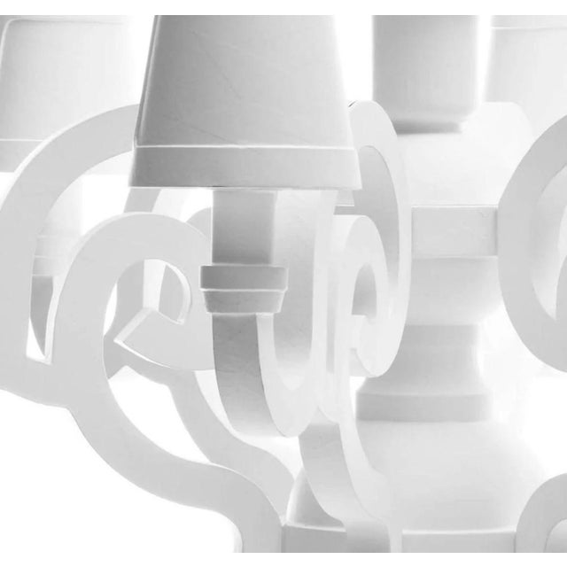 Authentic White Moooi Paper Chandelier with paper shades in Excellent Condition. Paper Chandelier is made of wood and...