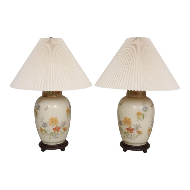 Chinoiserie Glass Table Lamps, a Pair For Sale