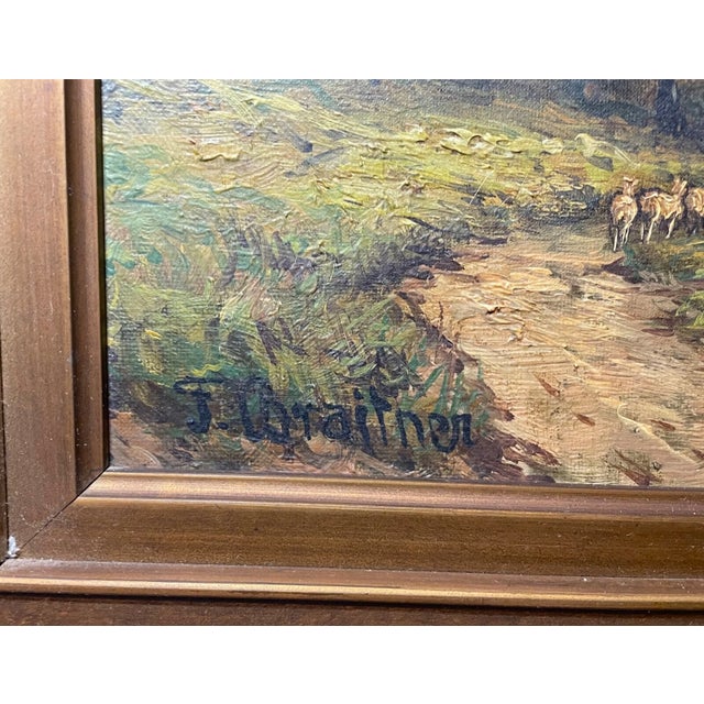 Antique 19th Century F. Braitner Farming Landscape Realism Oil Painting Canvas For Sale - Image 9 of 16