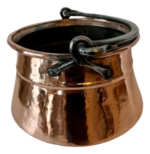19th Century Polished Copper Plater Jardiniere Cooking Pot with Handle