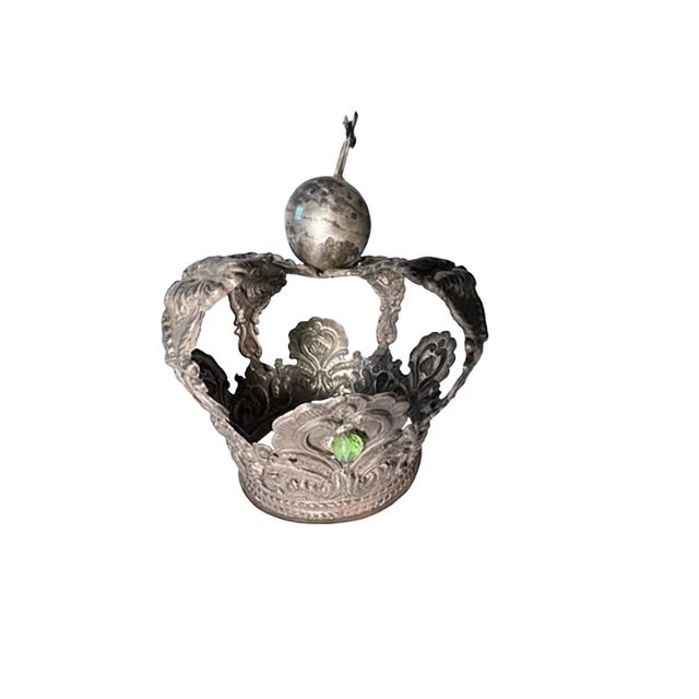 Late 20th Century Late 20th Century Silver-Tone Metal Crown With Colored Jewels For Sale - Image 5 of 11