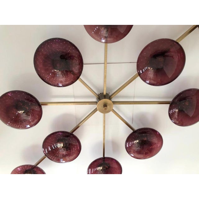 Not Yet Made - Made To Order 21st Century Dieci Bronze Amethyst Bubbles Murano Flush Mount by Fabio LTD For Sale - Image 5 of 10