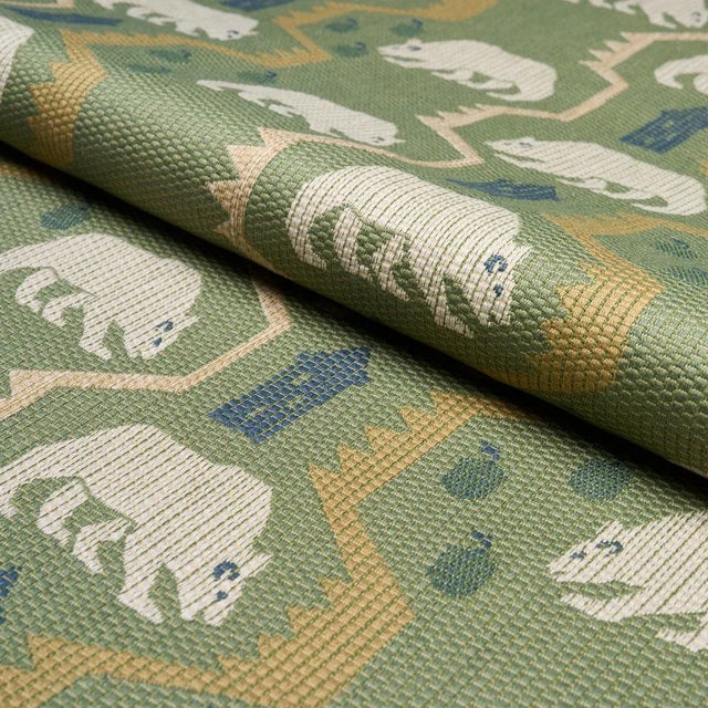 Contemporary SAMPLE - Schumacher Bear Brigade Fabric In Forest For Sale - Image 3 of 3