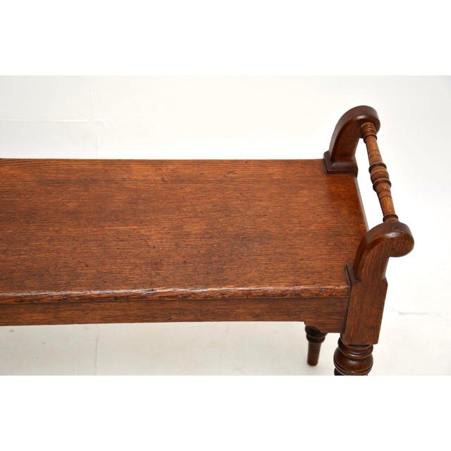 Antique Victorian Oak Bench, 1870s For Sale - Image 6 of 9