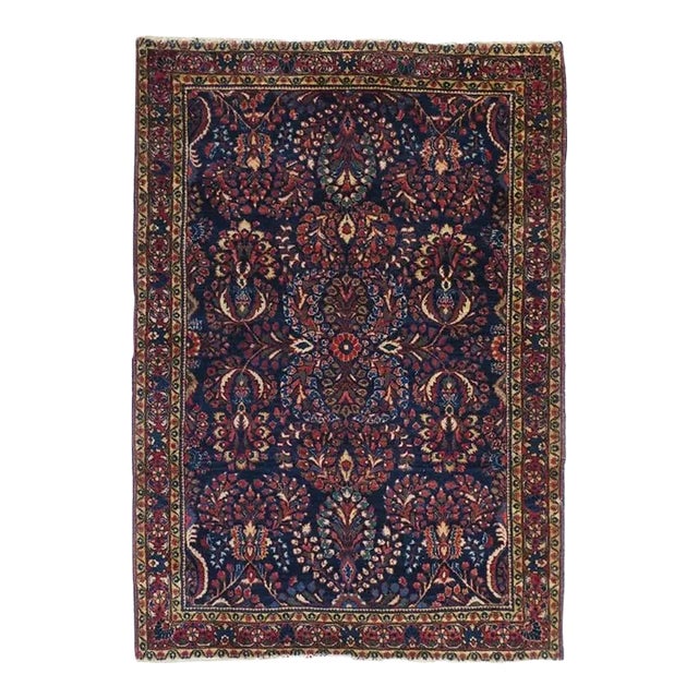 Antique Sarouk Rug 3'4'' x 4'8'' For Sale