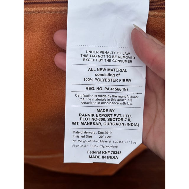 Brown Vintage Williams Sonoma Home Cane Woven Leather Pillow – Discontinued 20” Square Luxe Décor For Sale - Image 8 of 9