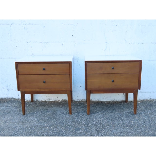 This magnificent Pair of Nightstands is made of wood, walnut, veneer, and laminated. This wonderful Pair of Nightstands is...
