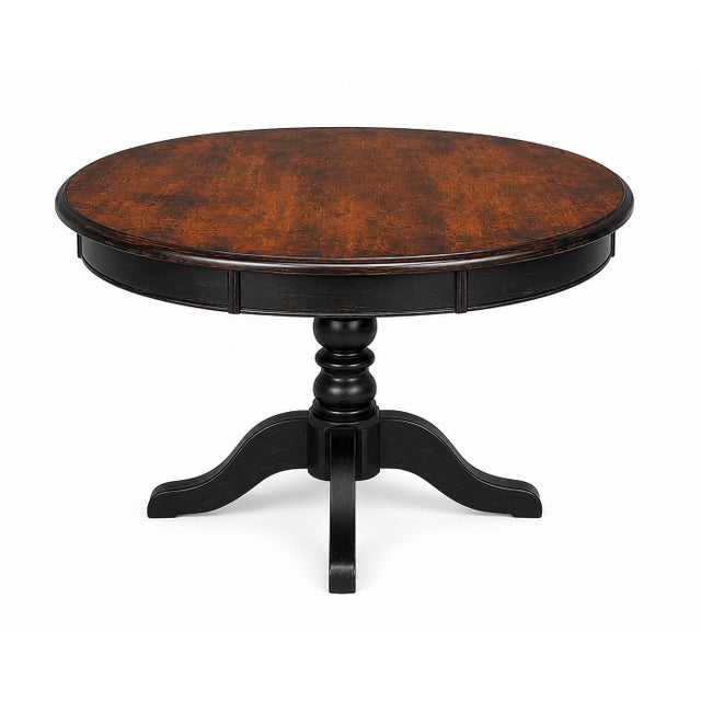 20th Century Colonial Revival Pedestal Dining Table | Old Town Chapel™ Aged Hickory | Extending 42” Round to 54” Oval For Sale - Image 4 of 8