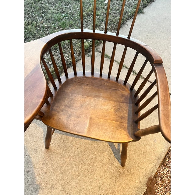 Unique vintage writing chair from Barnard and Simonds. Comb back, fully functioning drawer, attached writing desk....