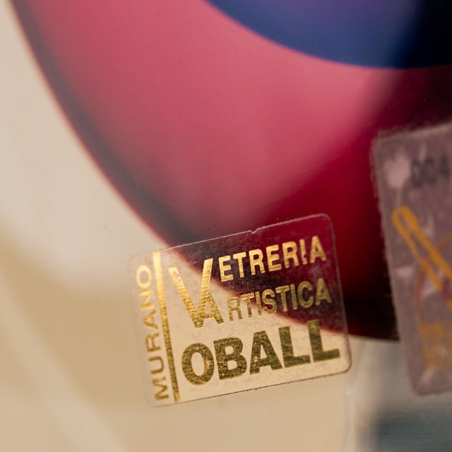Magenta and Blue Sommerso Murano Glass Vase by Luigi Onesto for Vetreria Artistica Oball, 1980s For Sale - Image 3 of 6