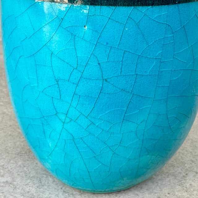 Ceramic Ovoid Ceramic Vase with Crackled Blue Glaze, 1890s For Sale - Image 7 of 9