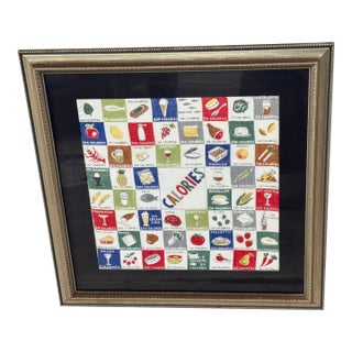 Vintage 1950’s Framed Calories Handkerchief For Sale