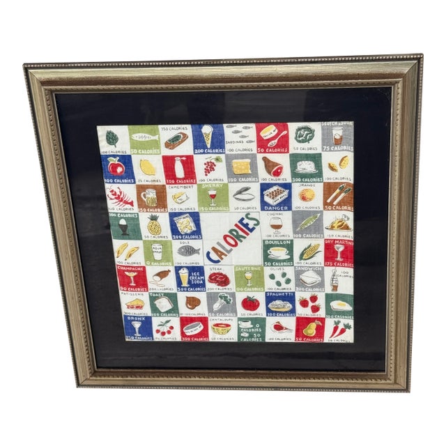 Vintage 1950’s Framed Calories Handkerchief For Sale