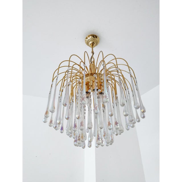 Murano Glass Teardrop Chandelier with Gilded Frame attributed to Paolo Venini, 1970s For Sale - Image 14 of 18