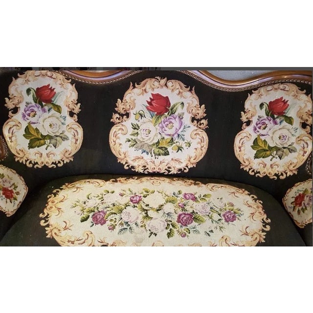 Mid-Century Modern Textile & Wood Sofa, 1950s For Sale - Image 3 of 4