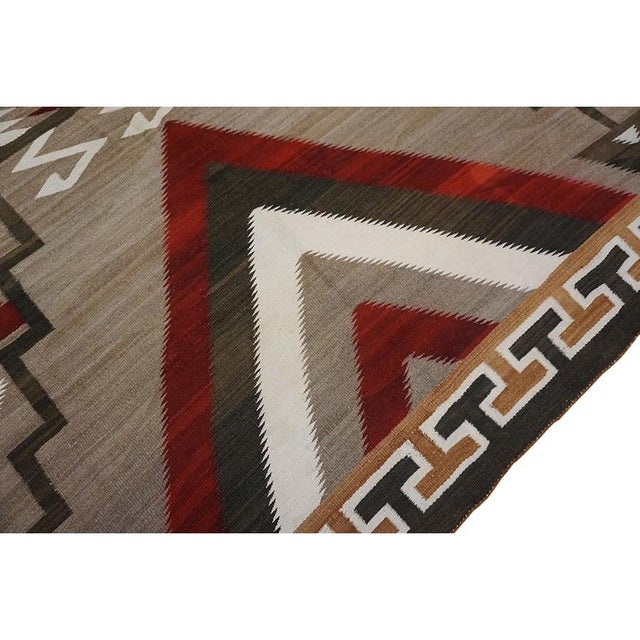 Textile 1930s Camel Field Antique Native American Tribal Geometric Flat Weave Kilim Rug For Sale - Image 7 of 10