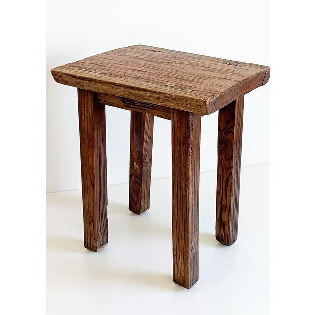 Wood Spanish Colonial Rustic Oak Stool For Sale - Image 7 of 18