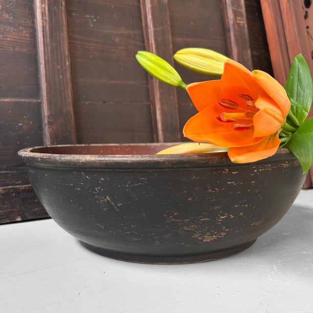 Authentic Japanese wooden dough bowl, traditionally known as a kibachi (木鉢), dating from the Meiji period. Dimensions:...