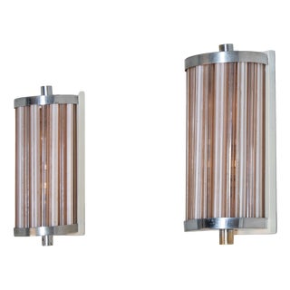 Functionalist Sconce with Glass Rods, 1930s, Set of 2 For Sale
